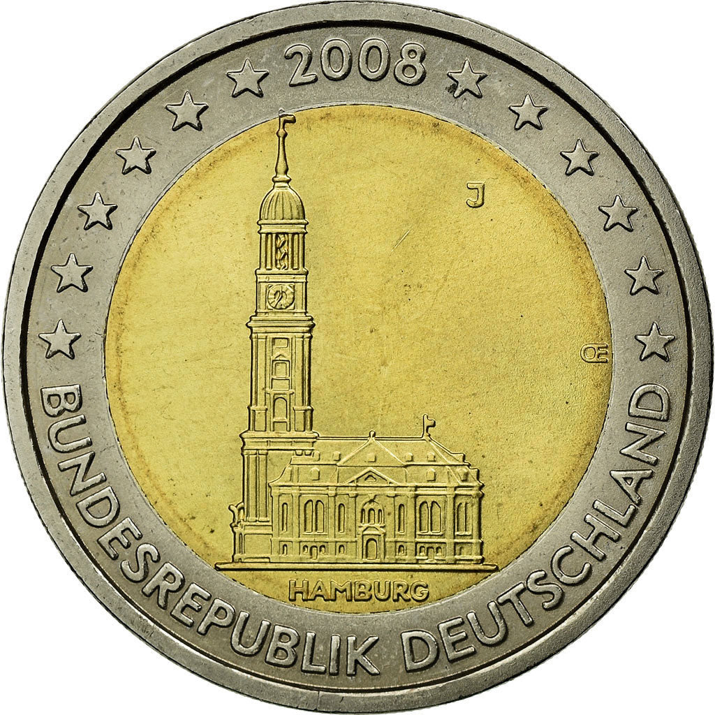 GERMANY - FEDERAL REPUBLIC, 2 Euro, 2008, EF(40-45), Bi-Metallic, KM:261