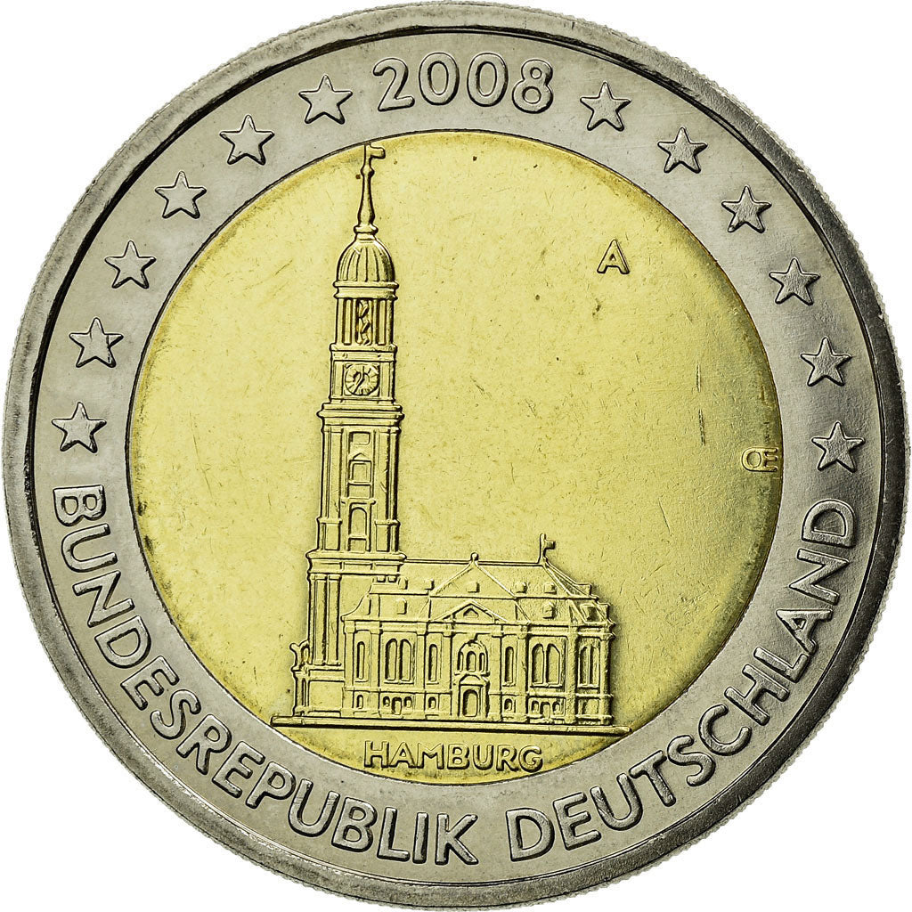 GERMANY - FEDERAL REPUBLIC, 2 Euro, 2008, AU(55-58), Bi-Metallic, KM:261