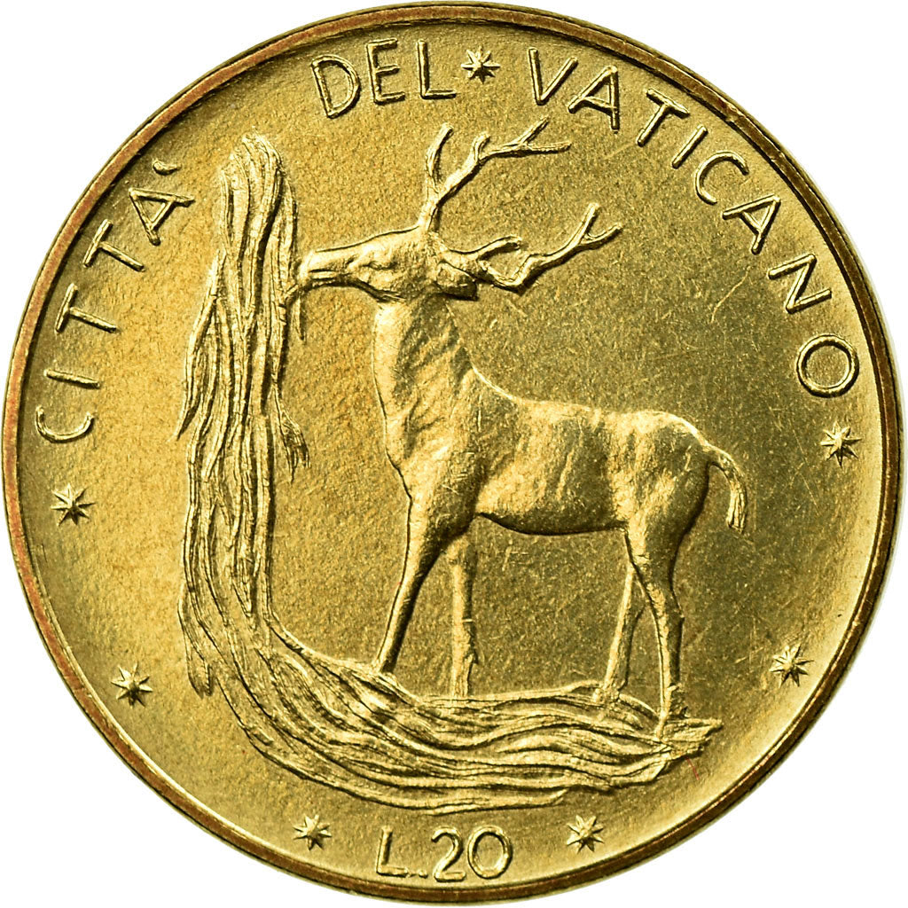 Munten, Vaticaanstad, Paul VI, 20 Lire, 1974, Roma, PR, Aluminum-Bronze, KM:120