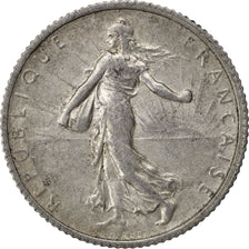 FRANCE, Semeuse, Franc, 1916, Paris, KM #844.1, AU(50-53), Silver, 23, Gadoury..