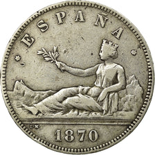 Coin, Spain, Provisional Government, 5 Pesetas, 1870, Madrid, VF(30-35), Silver