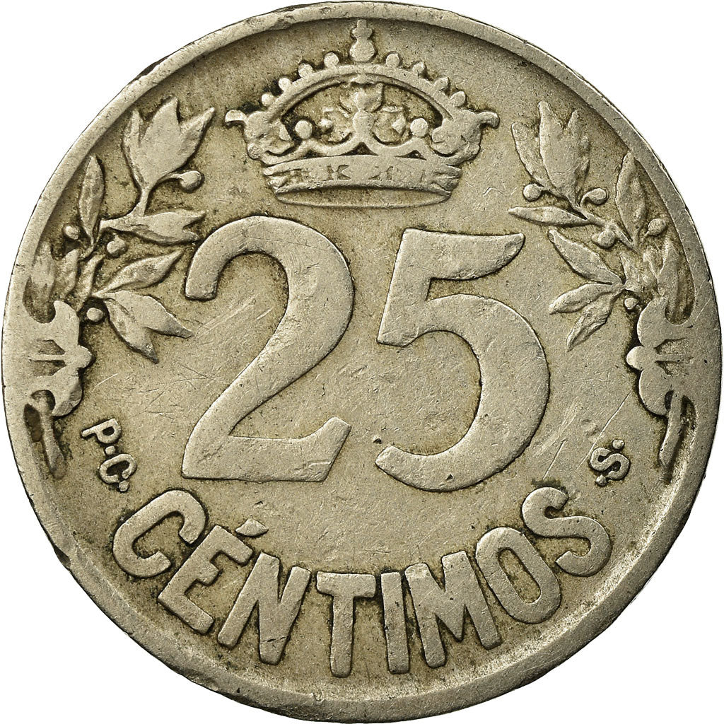 Coin, Spain, Alfonso XIII, 25 Centimos, 1925, Madrid, VF(20-25), Copper-nickel