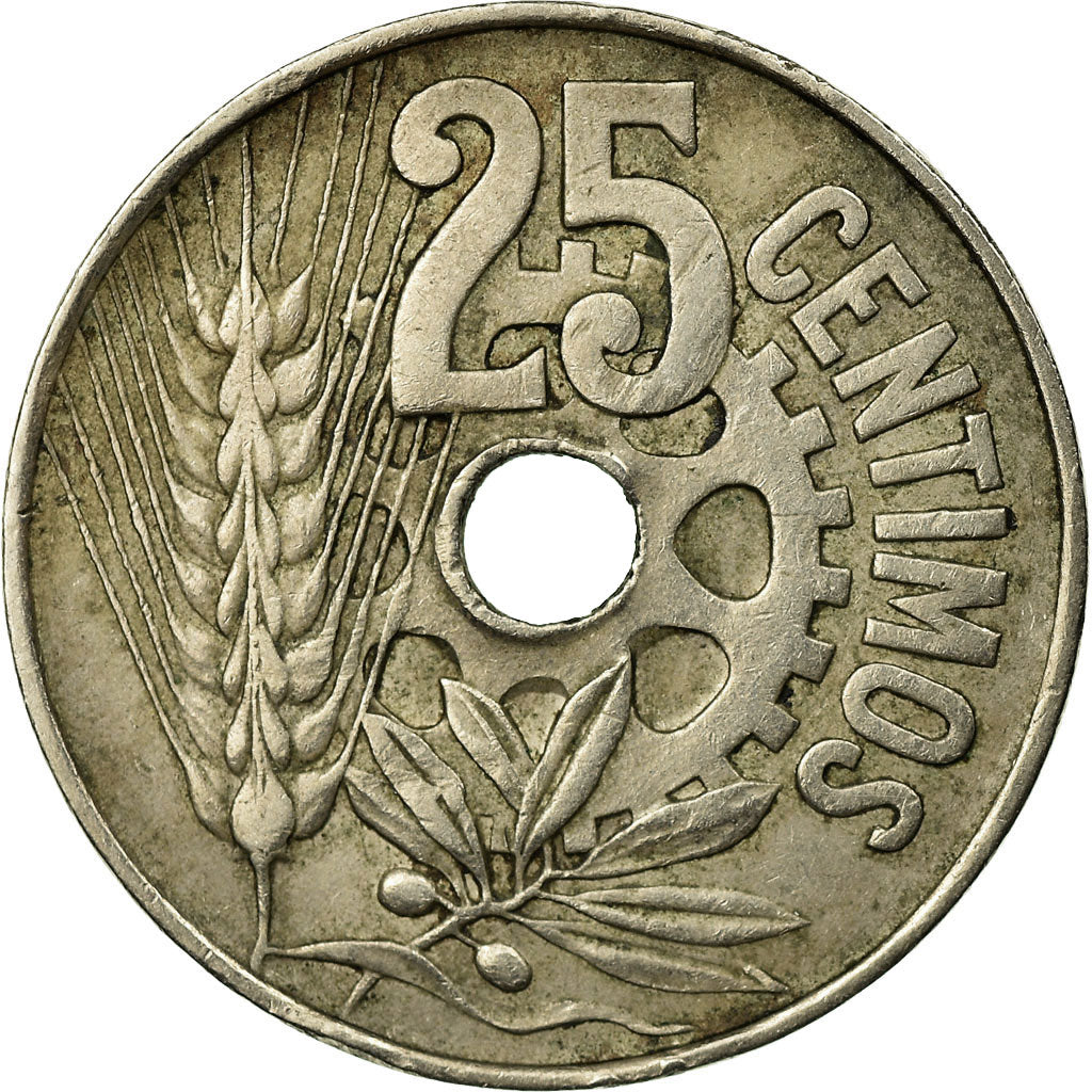 Coin, Spain, 25 Centimos, 1934, Vienna, EF(40-45), Copper-nickel, KM:751