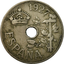 Moneta, Spagna, Alfonso XIII, 25 Centimos, 1927, Madrid, MB, Rame-nichel, KM:742