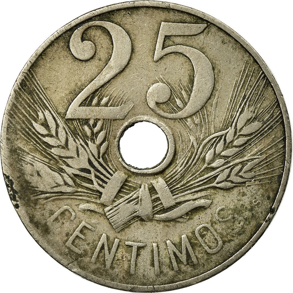 Moneta, Spagna, Alfonso XIII, 25 Centimos, 1927, Madrid, MB, Rame-nichel, KM:742