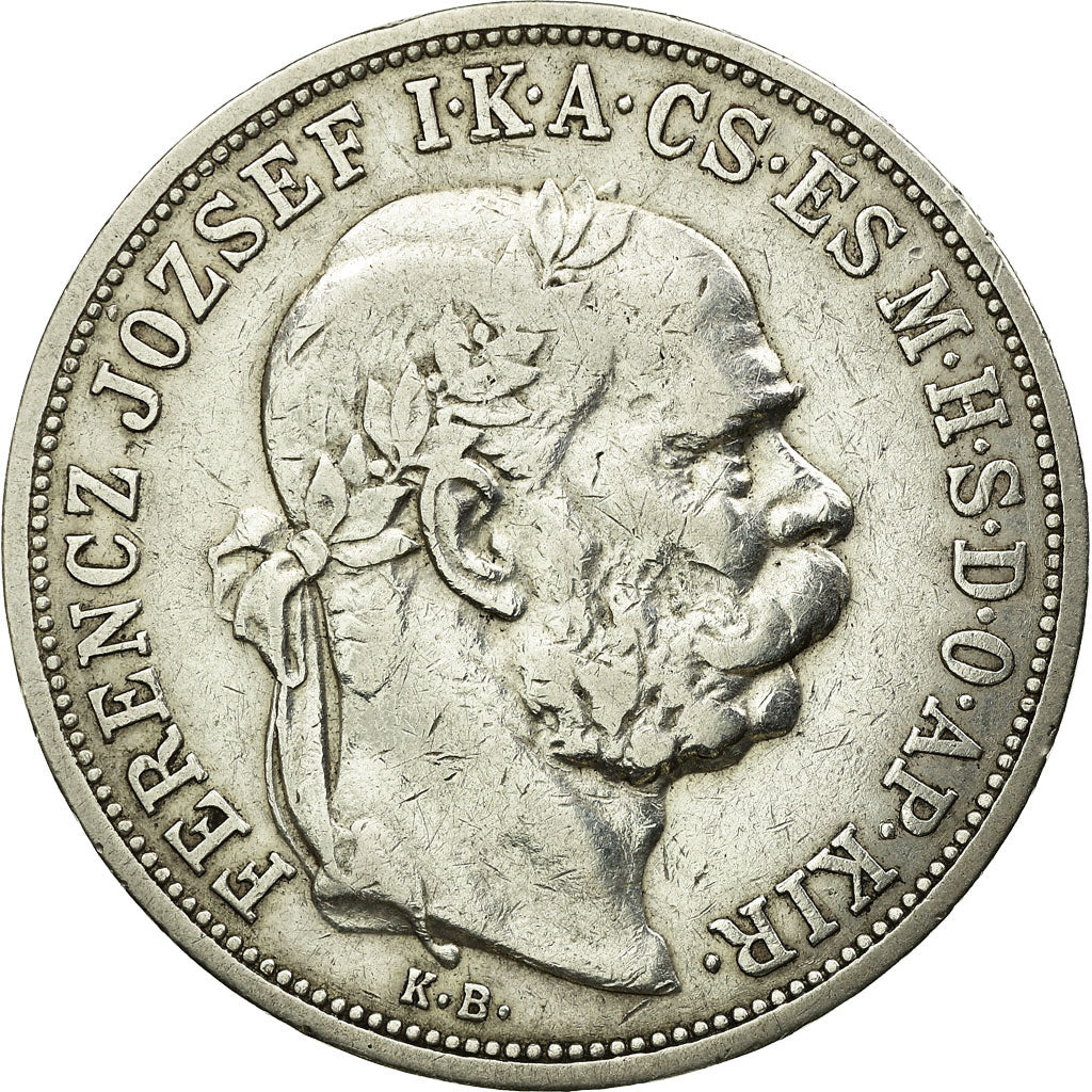 Coin, Hungary, Franz Joseph I, 5 Korona, 1908, Kormoczbanya, EF(40-45), Silver