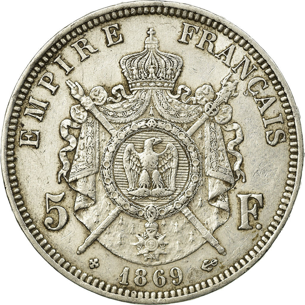 Coin, France, Napoléon III, 5 Francs, 1869, Strasbourg, EF(40-45), Silver