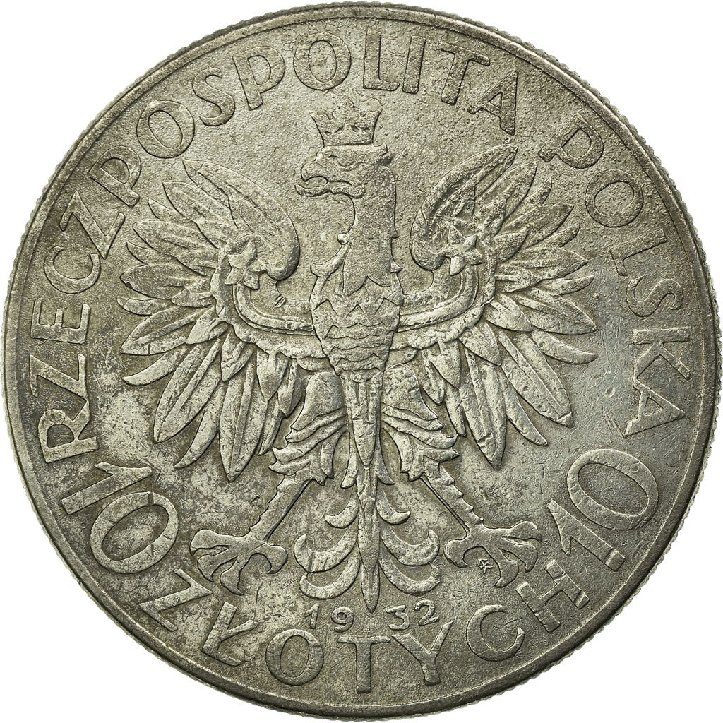 Coin, Poland, 10 Zlotych, 1932, Warsaw, EF(40-45), Silver, KM:22
