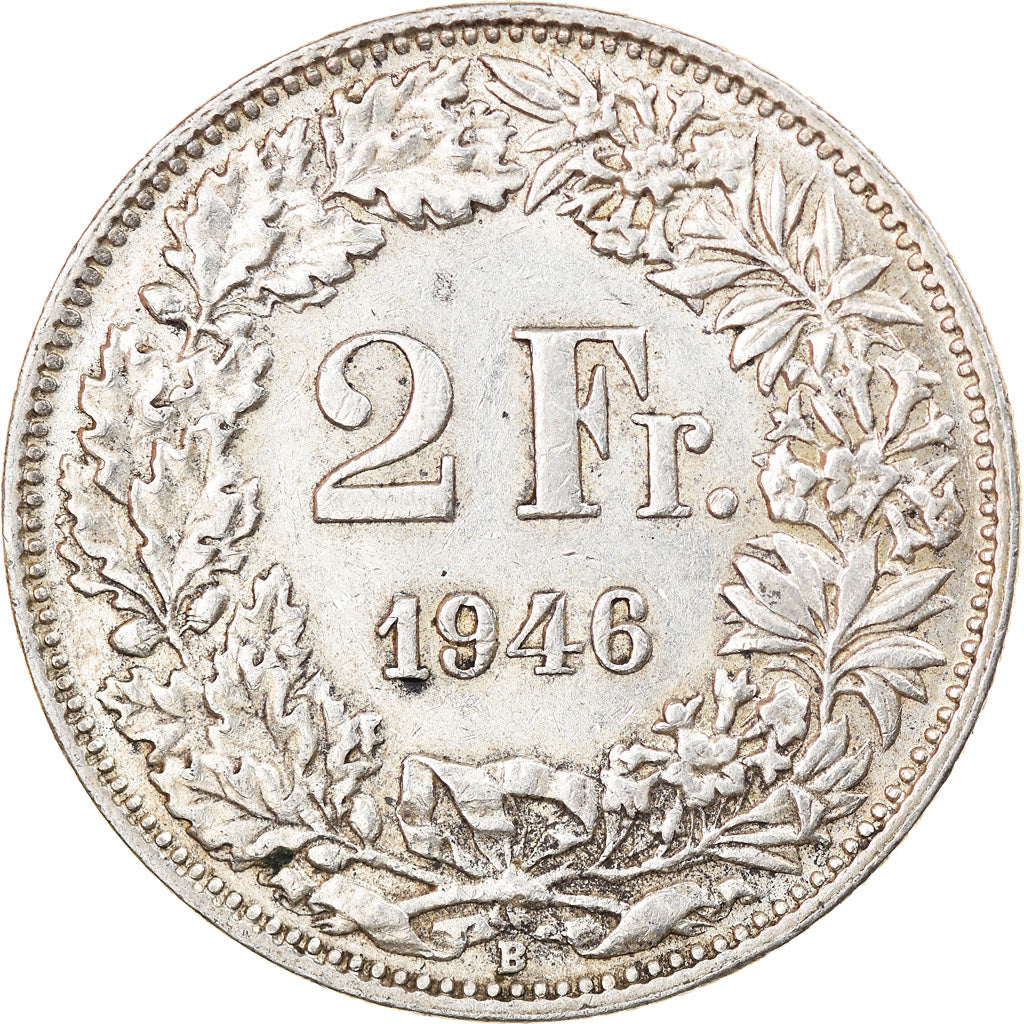 Coin, Switzerland, 2 Francs, 1946, Bern, AU(50-53), Silver, KM:21
