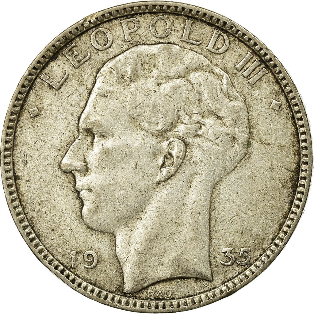 Coin, Belgium, 20 Francs, 20 Frank, 1935, VF(30-35), Silver, KM:105