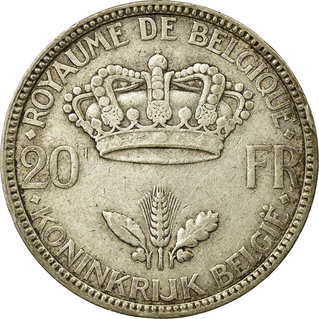 Coin, Belgium, 20 Francs, 20 Frank, 1935, VF(30-35), Silver, KM:105