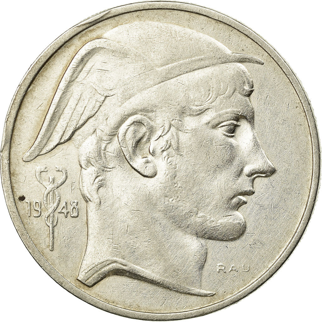Coin, Belgium, 50 Francs, 50 Frank, 1948, EF(40-45), Silver, KM:136.1