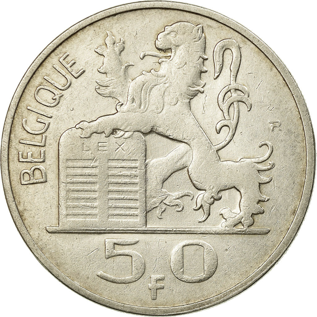 Coin, Belgium, 50 Francs, 50 Frank, 1948, EF(40-45), Silver, KM:136.1