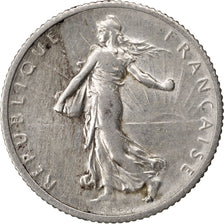 FRANCE, Semeuse, Franc, 1917, Paris, KM #844.1, AU(50-53), Silver, 23, Gadoury..