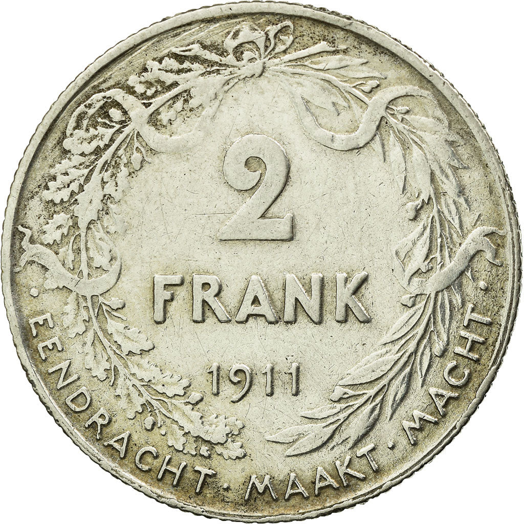 Münze, Belgien, 2 Francs, 2 Frank, 1911, S+, Silber, KM:75
