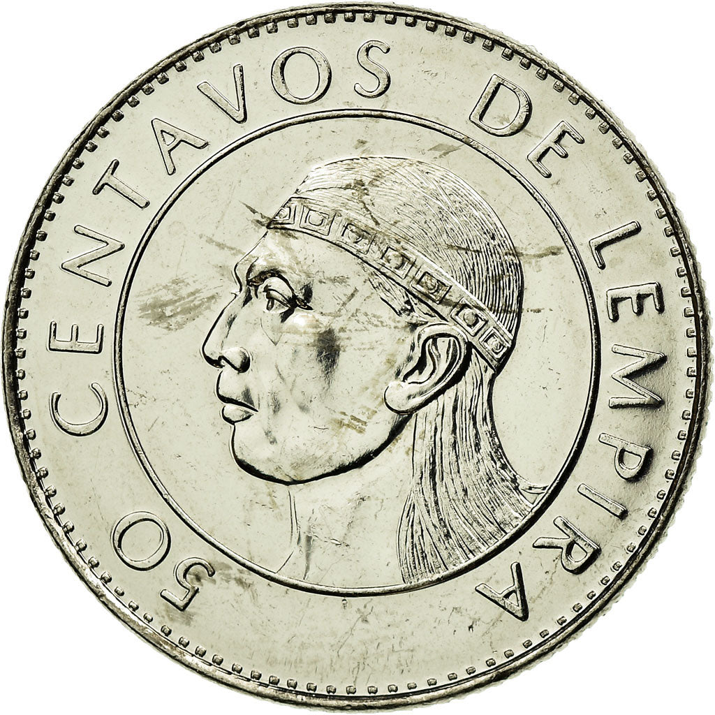 Coin, Honduras, 50 Centavos, 1991, AU(55-58), Nickel plated steel, KM:84a.2