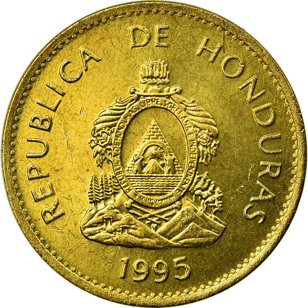 Coin, Honduras, 5 Centavos, 1995, AU(55-58), Brass, KM:72.4