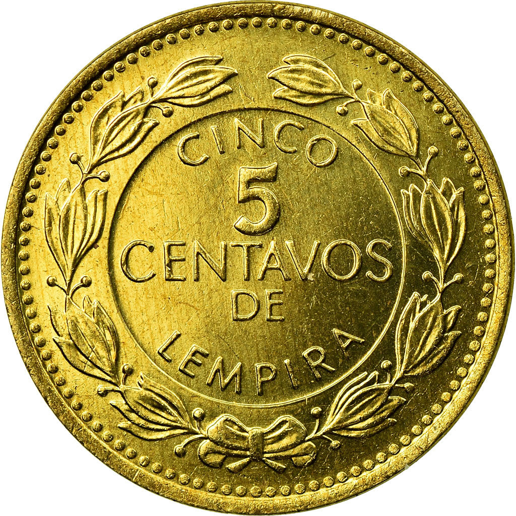 Coin, Honduras, 5 Centavos, 1995, AU(55-58), Brass, KM:72.4