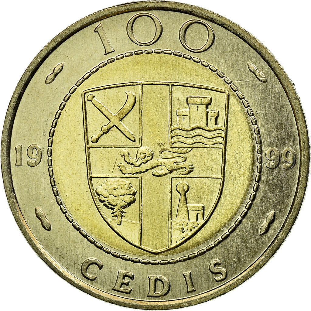 Coin, Ghana, 100 Cedis, 1999, MS(63), Bi-Metallic, KM:32