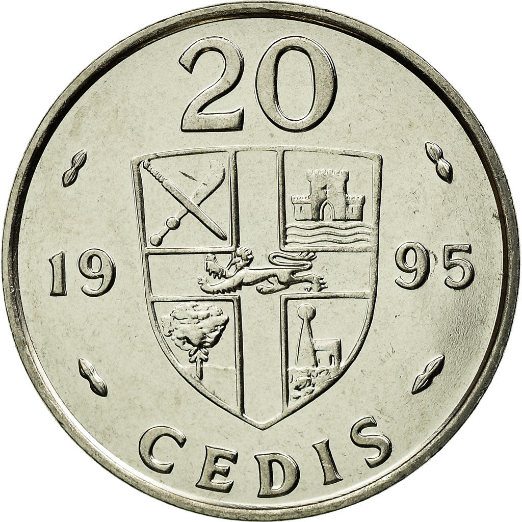Coin, Ghana, 20 Cedis, 1995, MS(63), Nickel Clad Steel, KM:30