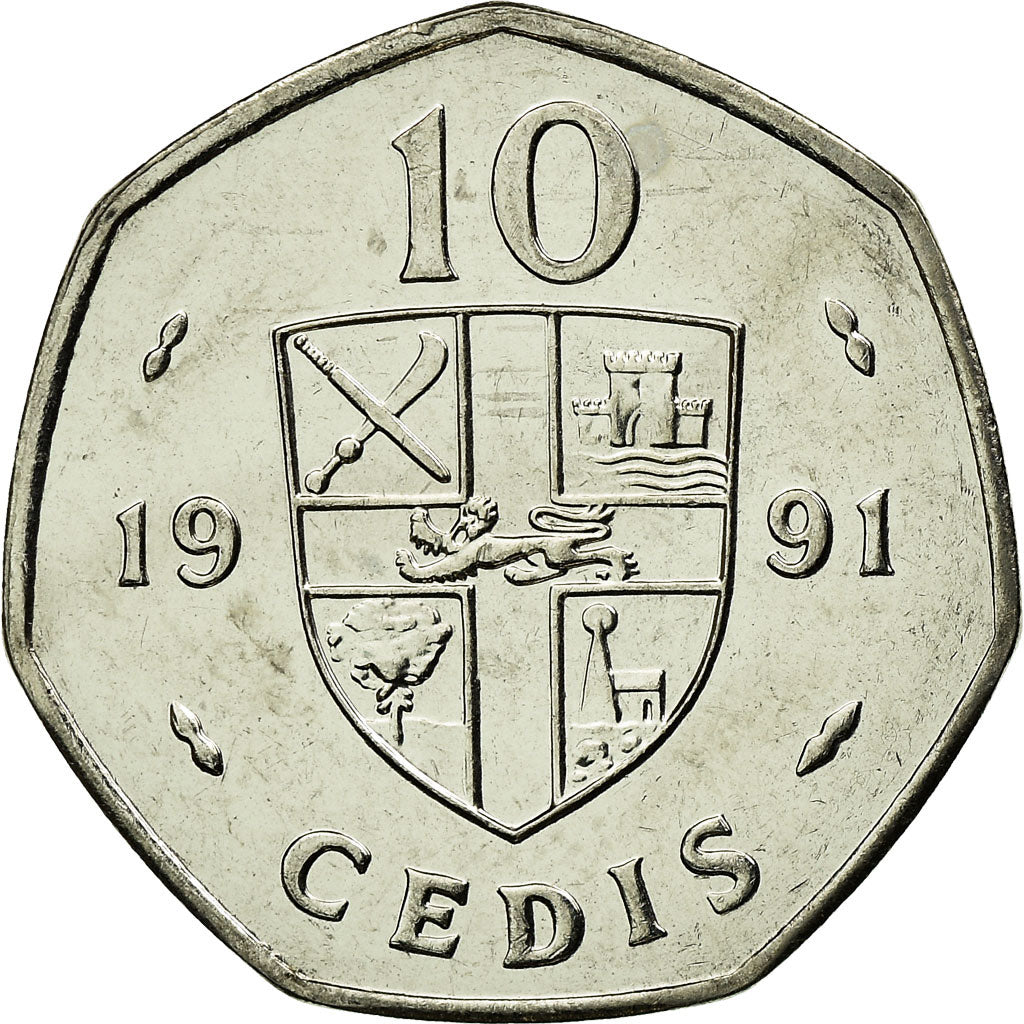 Monnaie, Ghana, 10 Cedis, 1991, SUP, Nickel Clad Steel, KM:29
