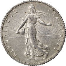 FRANCE, Semeuse, Franc, 1918, Paris, KM #844.1, AU(55-58), Silver, 23, Gadoury..