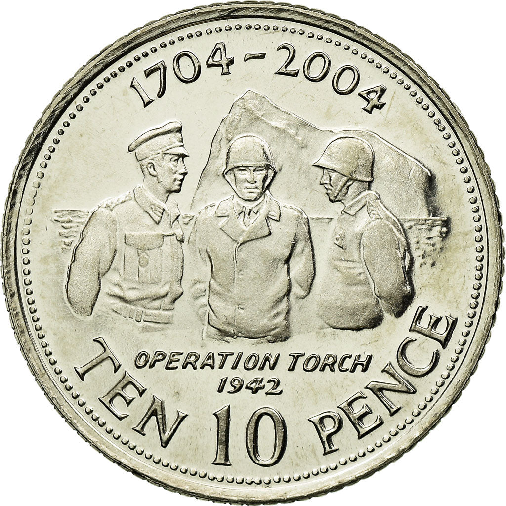 Coin, Gibraltar, Elizabeth II, 300th Anniversary, 10 Pence, 2004, MS(63)