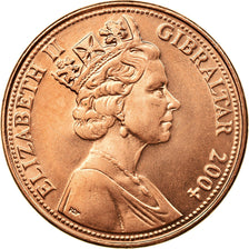 Coin, Gibraltar, Elizabeth II, 300th Anniversary, 2 Pence, 2004, MS(63), Copper
