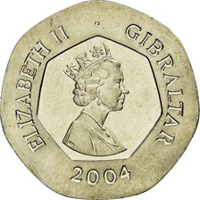 Coin, Gibraltar, Elizabeth II, 300th Anniversary, 20 Pence, 2004, Franklin Mint