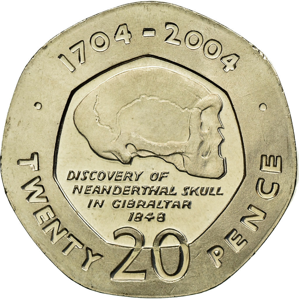 Coin, Gibraltar, Elizabeth II, 300th Anniversary, 20 Pence, 2004, Franklin Mint