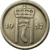 Munten, Noorwegen, Haakon VII, 25 Öre, 1957, ZF, Copper-nickel, KM:401