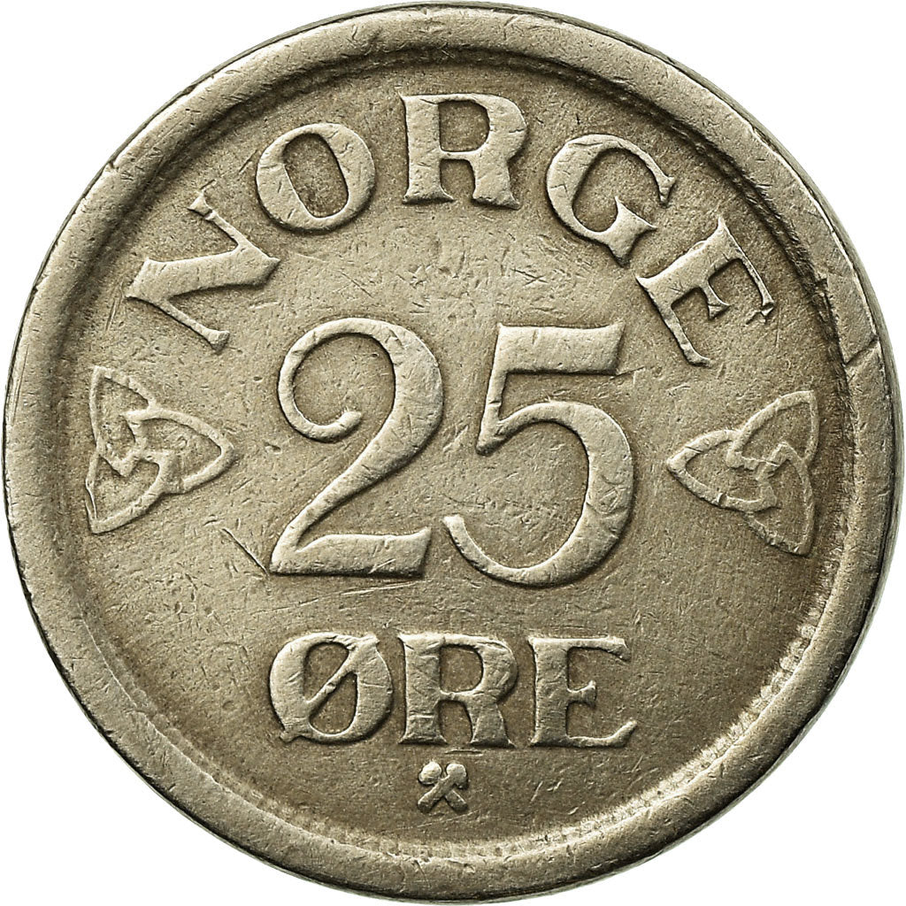 Munten, Noorwegen, Haakon VII, 25 Öre, 1957, ZF, Copper-nickel, KM:401