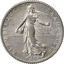 FRANCE, Semeuse, Franc, 1918, Paris, KM #844.1, AU(50-53), Silver, 23, Gadoury..