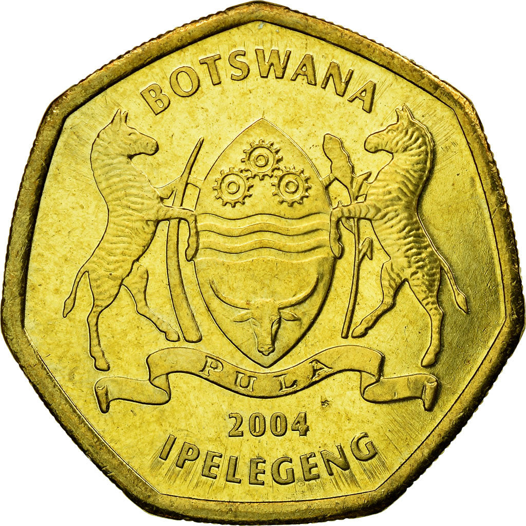 Coin, Botswana, 2 Pula, 2004, British Royal Mint, AU(55-58), Brass plated steel