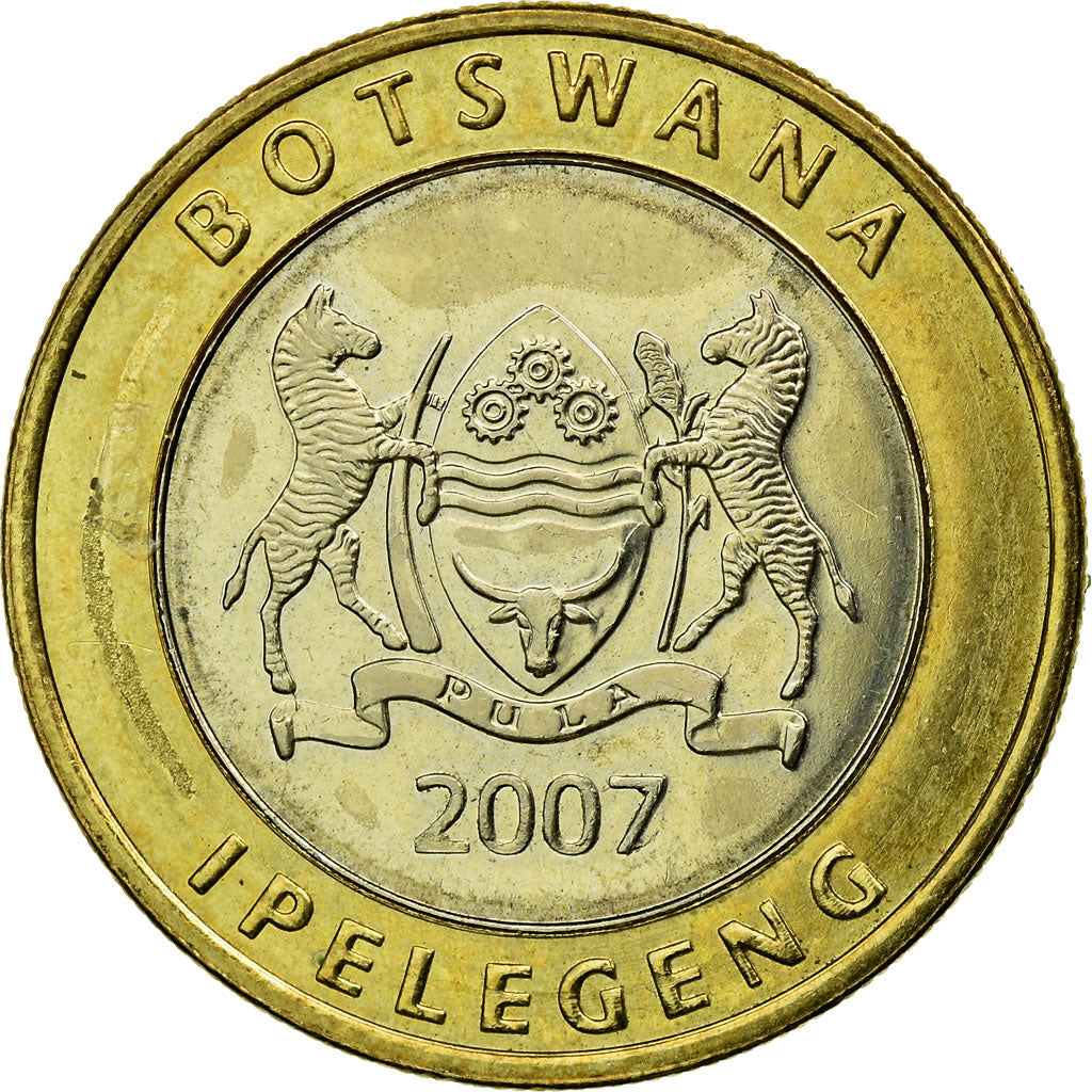 Coin, Botswana, 5 Pula, 2007, British Royal Mint, EF(40-45), Bi-Metallic, KM:30