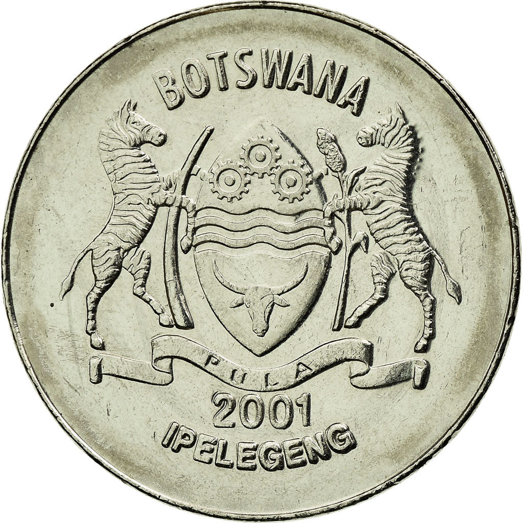 Coin, Botswana, 50 Thebe, 2001, British Royal Mint, AU(55-58), Nickel plated