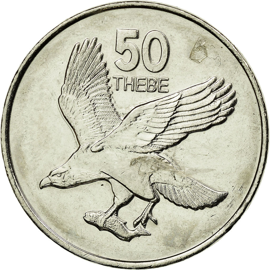 Coin, Botswana, 50 Thebe, 2001, British Royal Mint, AU(55-58), Nickel plated