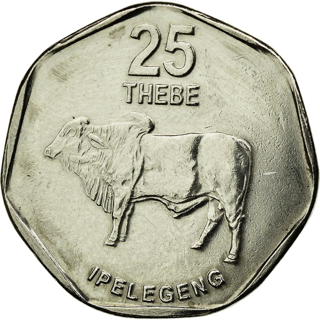 Coin, Botswana, 25 Thebe, 2007, British Royal Mint, AU(55-58), Nickel plated