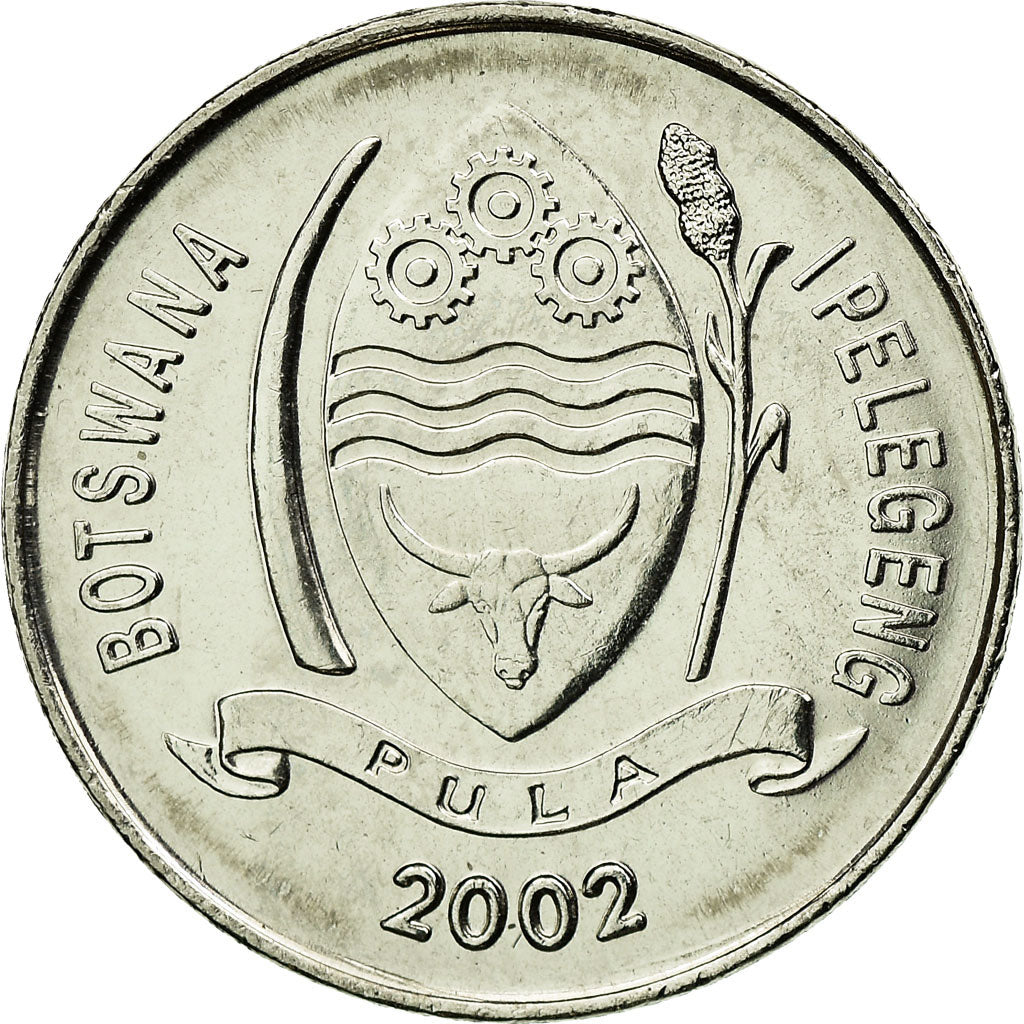 Münze, Botswana, 10 Thebe, 2002, British Royal Mint, VZ, Nickel plated steel