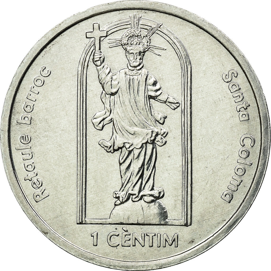Coin, Andorra, Santa Coloma, Centim, 2004, Kremnica, AU(55-58), Aluminum, KM:229