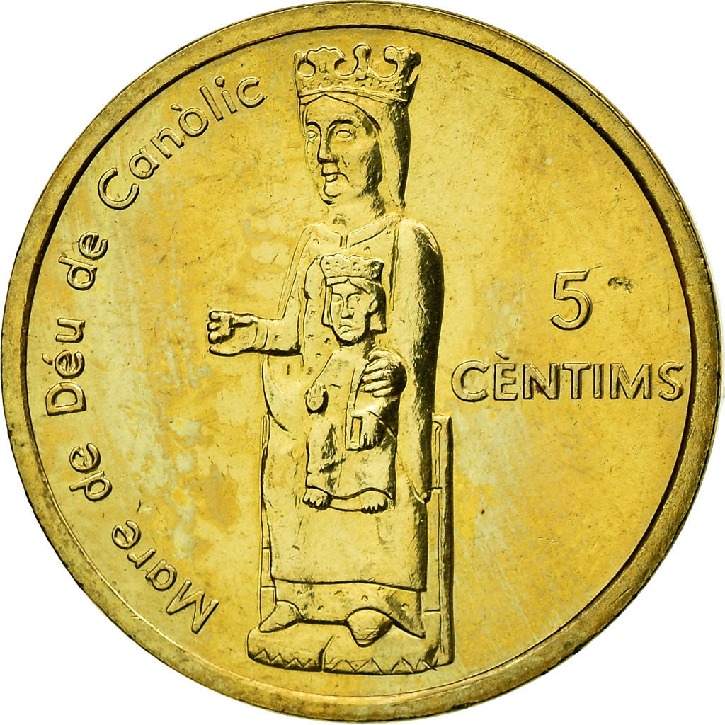 Coin, Andorra, 5 Centims, 2004, Kremnica, AU(55-58), Brass, KM:234