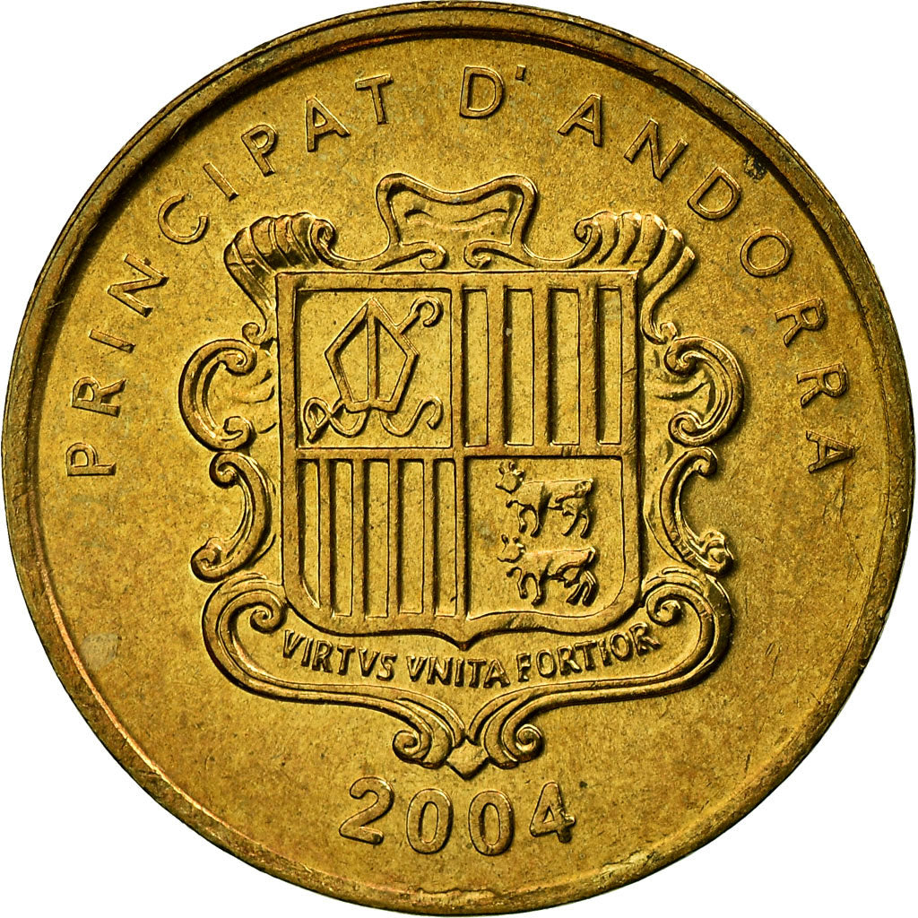 Coin, Andorra, 2 Centims, 2004, Kremnica, AU(55-58), Brass, KM:232