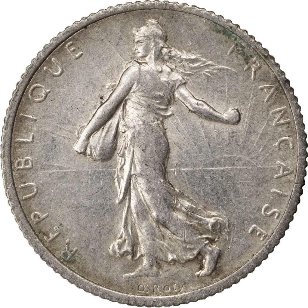 FRANCE, Semeuse, Franc, 1919, Paris, KM #844.1, AU(55-58), Silver, 23, Gadoury..