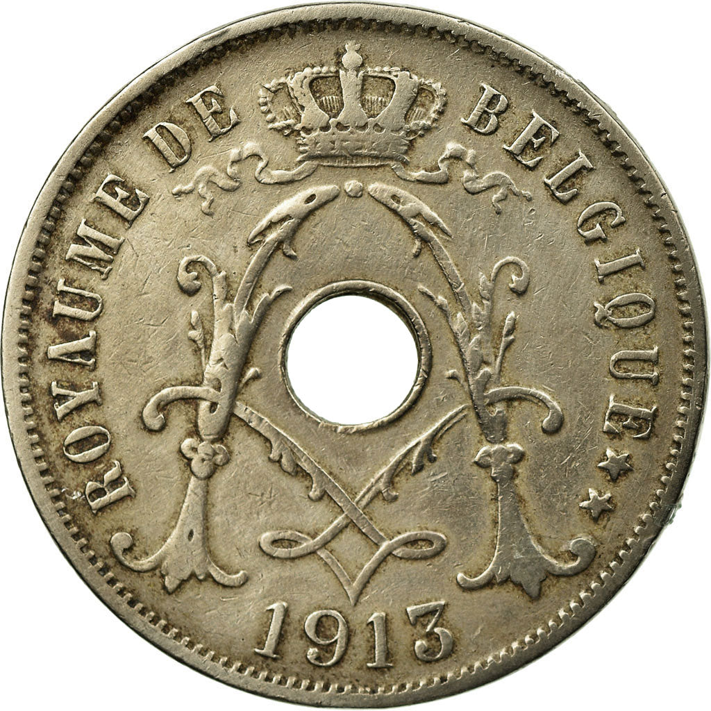Coin, Belgium, 25 Centimes, 1913, AU(55-58), Copper-nickel, KM:68.1