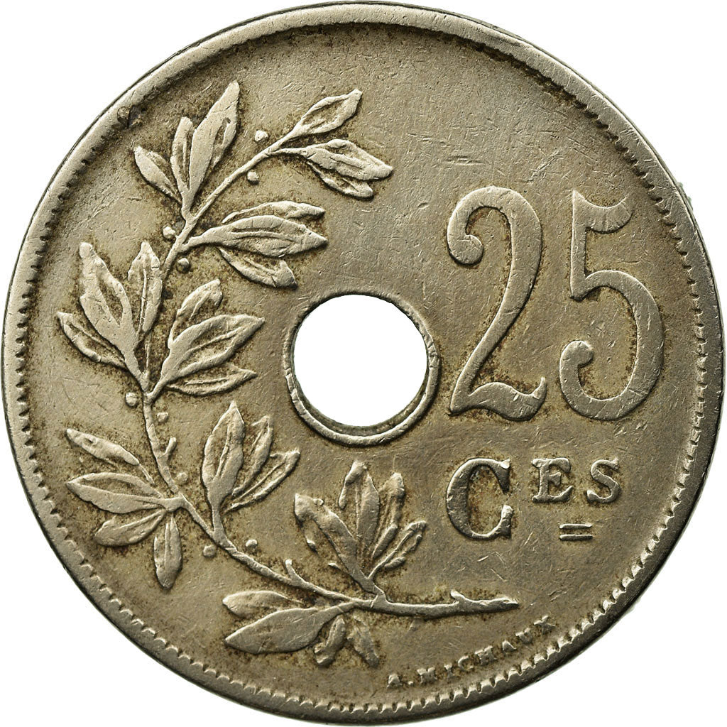 Coin, Belgium, 25 Centimes, 1913, AU(55-58), Copper-nickel, KM:68.1