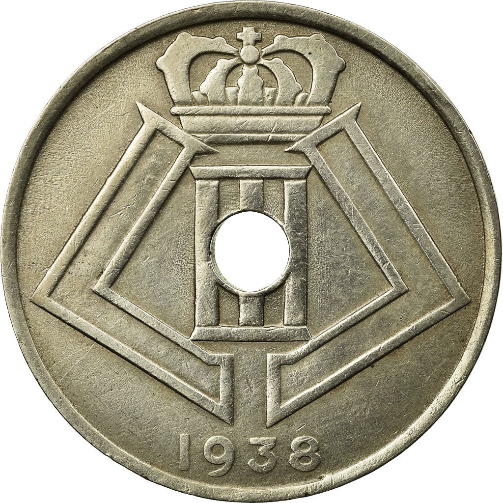 Coin, Belgium, 25 Centimes, 1938, AU(55-58), Nickel-brass, KM:114.1