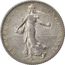 FRANCE, Semeuse, Franc, 1919, Paris, KM #844.1, AU(50-53), Silver, 23, Gadoury..