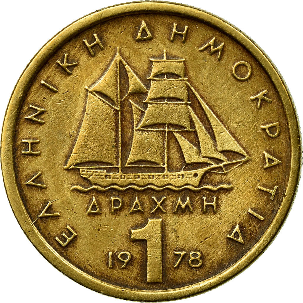 Moneda, Grecia, Konstantinos Kanaris, Drachma, 1978, MBC, Níquel - latón