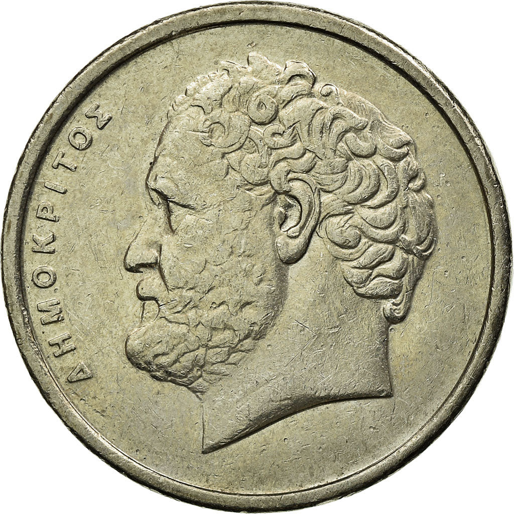 Moneda, Grecia, Democritus, 10 Drachmes, 1992, MBC, Cobre - níquel, KM:132