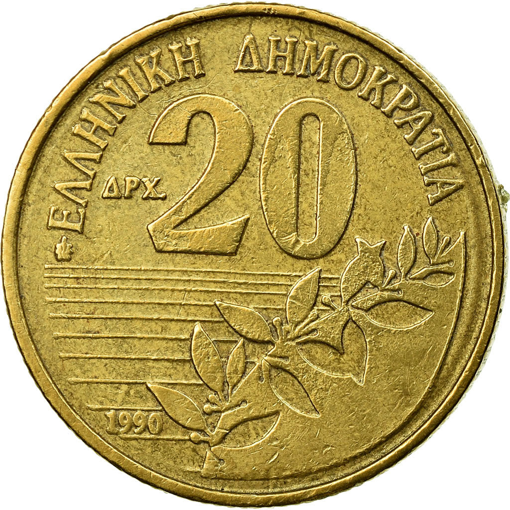 Moneta, Grecia, Dionysios Solomos, composer of National Anthem, 20 Drachmes